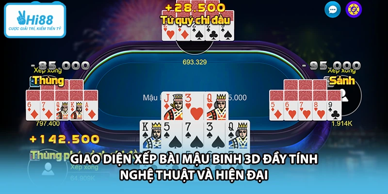 Giao diện xếp bài Mậu Binh 3D đầy tính nghệ thuật và hiện đại