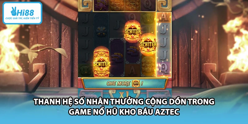 Thanh hệ số nhân thưởng cộng dồn trong game nổ hũ Kho Báu Aztec